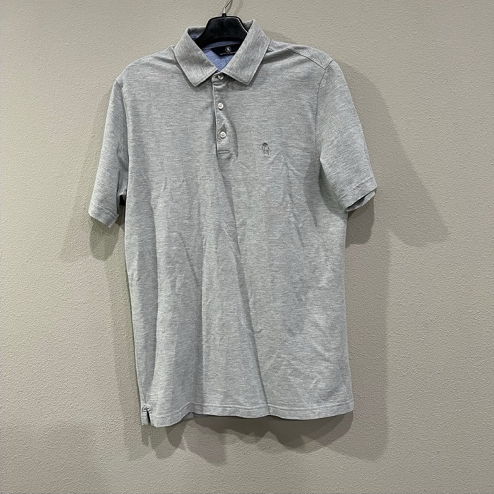 HART SCHAFFNER MARX  Short Sleeve Polo Shirt  Grey With Embroidered Logo sz M